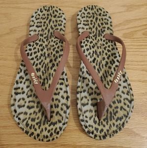 Women's designer flip flop sandals leopard sz 7